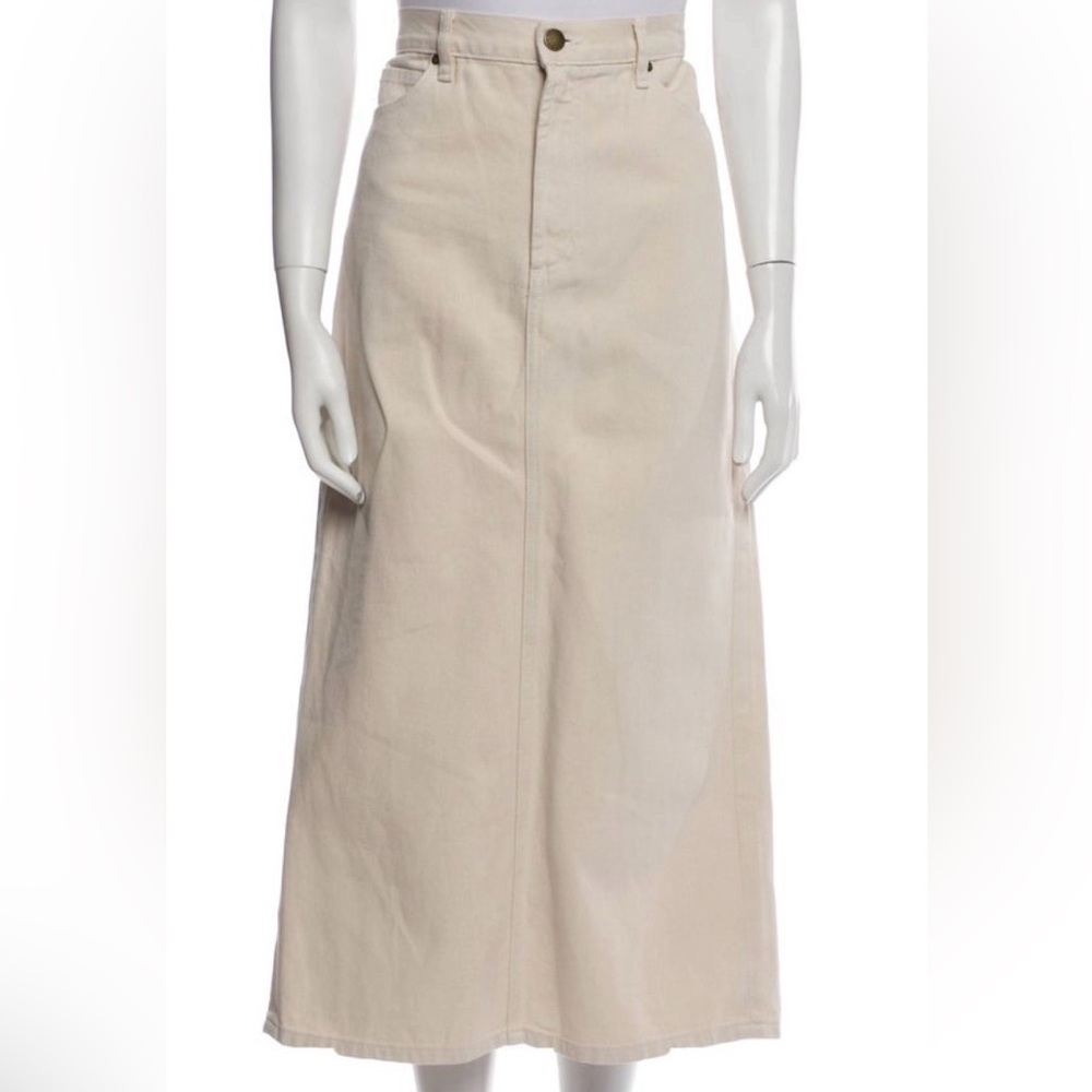 The great column denim midi skirt 8 natural